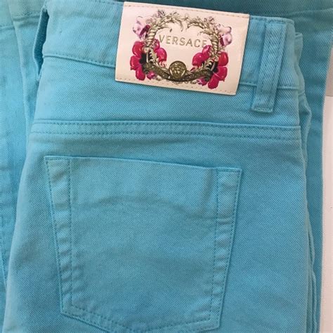 versace collection flare jeans sz 29|Versace Bright Blue Flared Jeans Sz 29 .